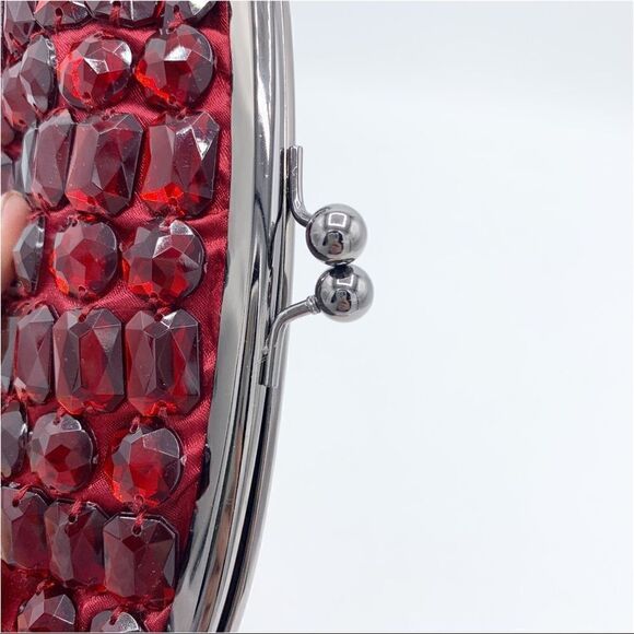 The Limited Deep Red Jeweled Clutch Wristlet Bling‎ Mini Bag - Picture 6 of 13
